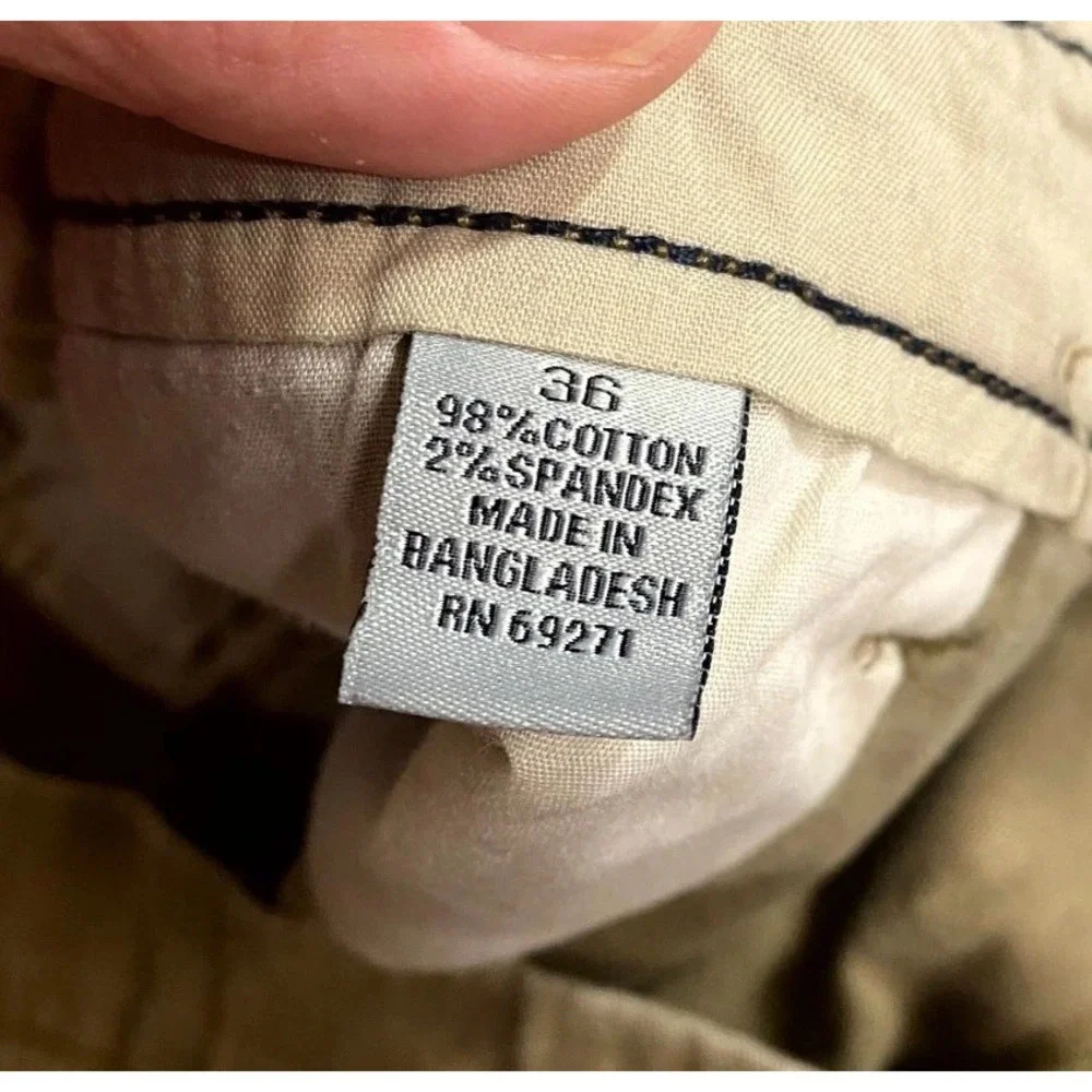 Sun River Chino Shorts Mens 36 Olive Stretch Performance Flat Front 8